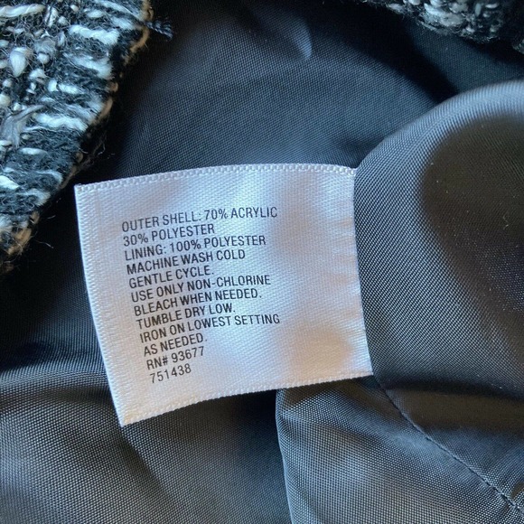 Worthington Sz Med Blazer Tweed Zip Up Jacket Womens Black White Fringe Career - Picture 5 of 10